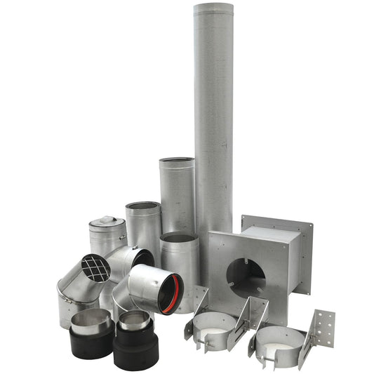 Vortex 4" Pellet Vent Ground Floor Kit — full kit view