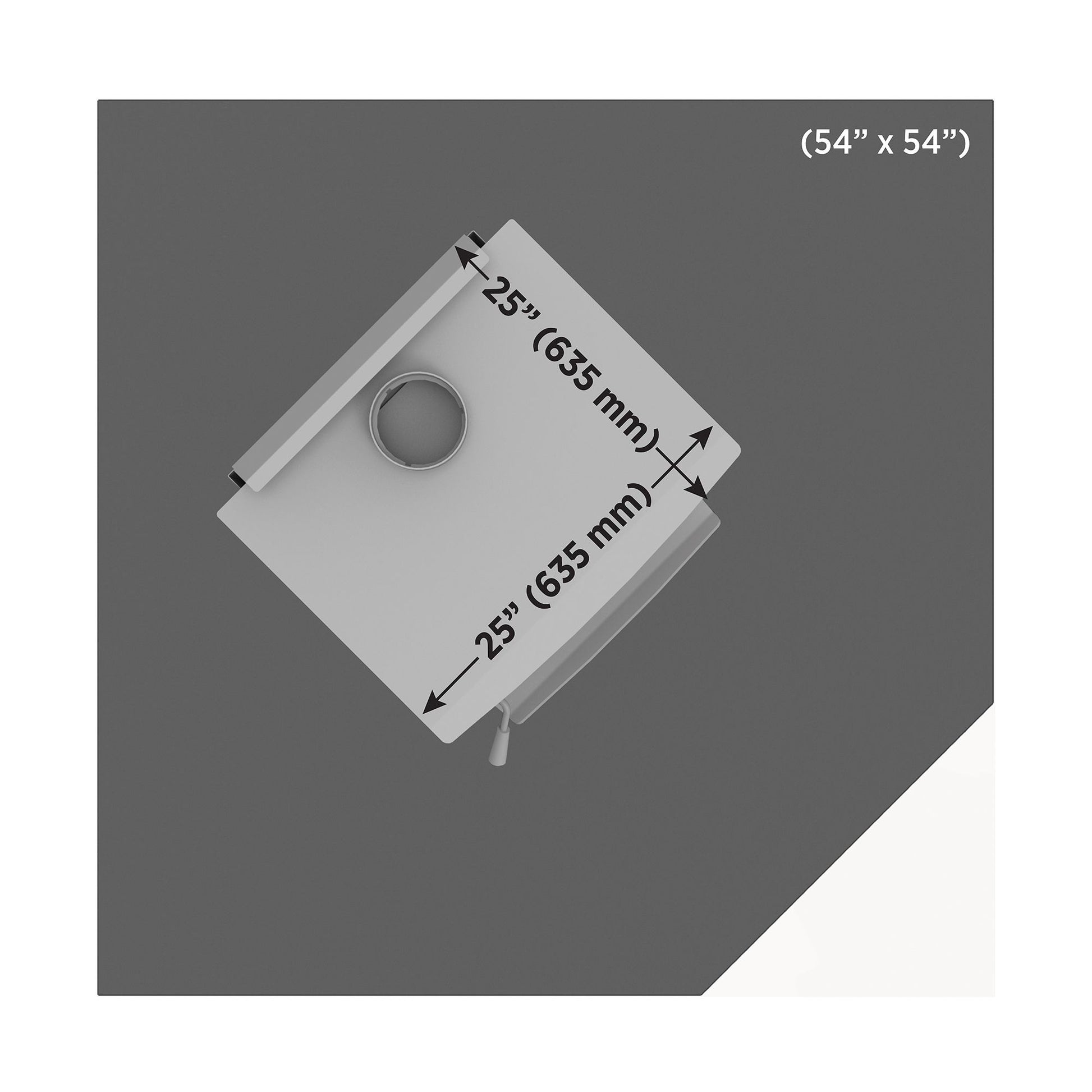 Drolet 54 inch corner black steel hearth pad - dimensions and specifications