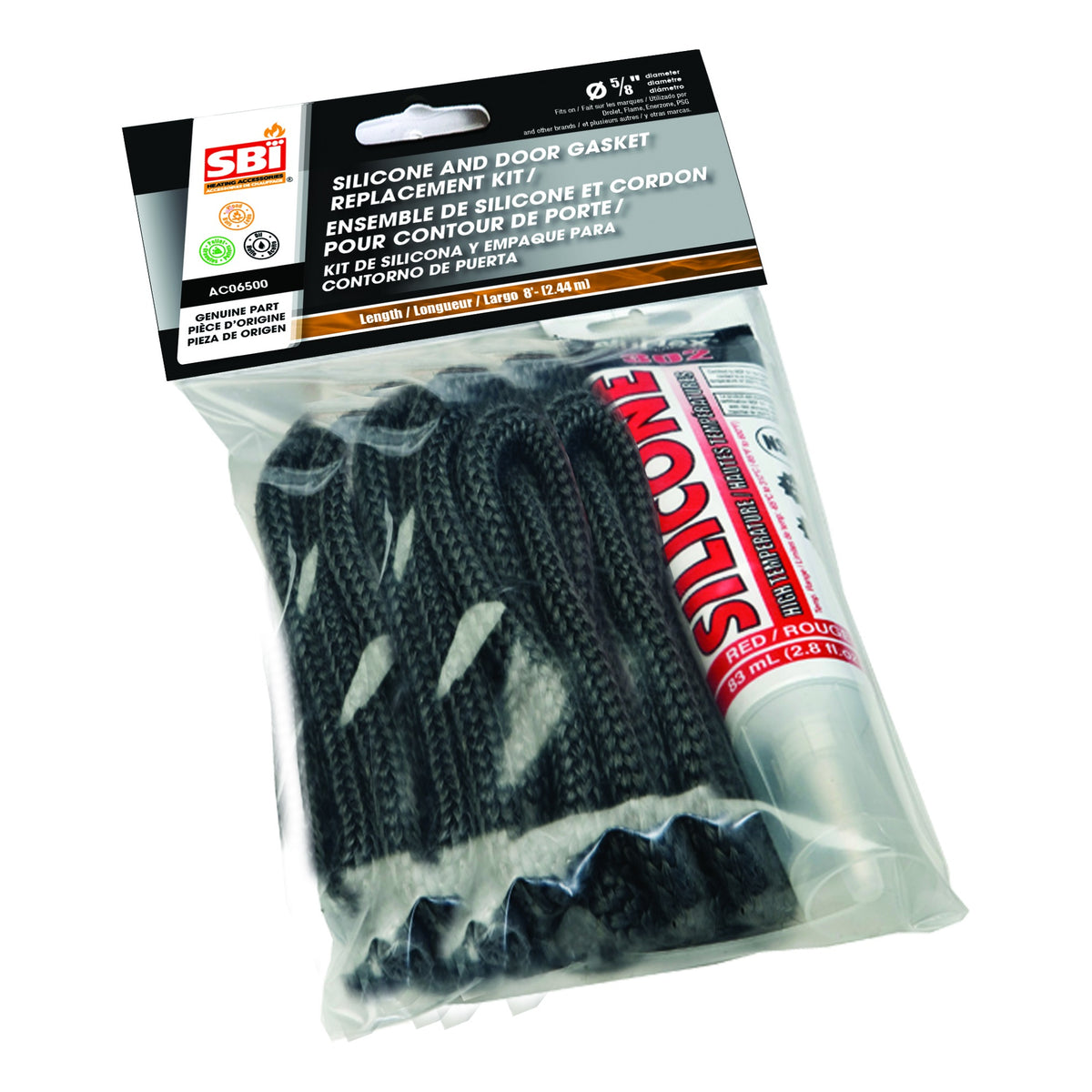 5/8" x 8' Black Door Gasket with Silicone