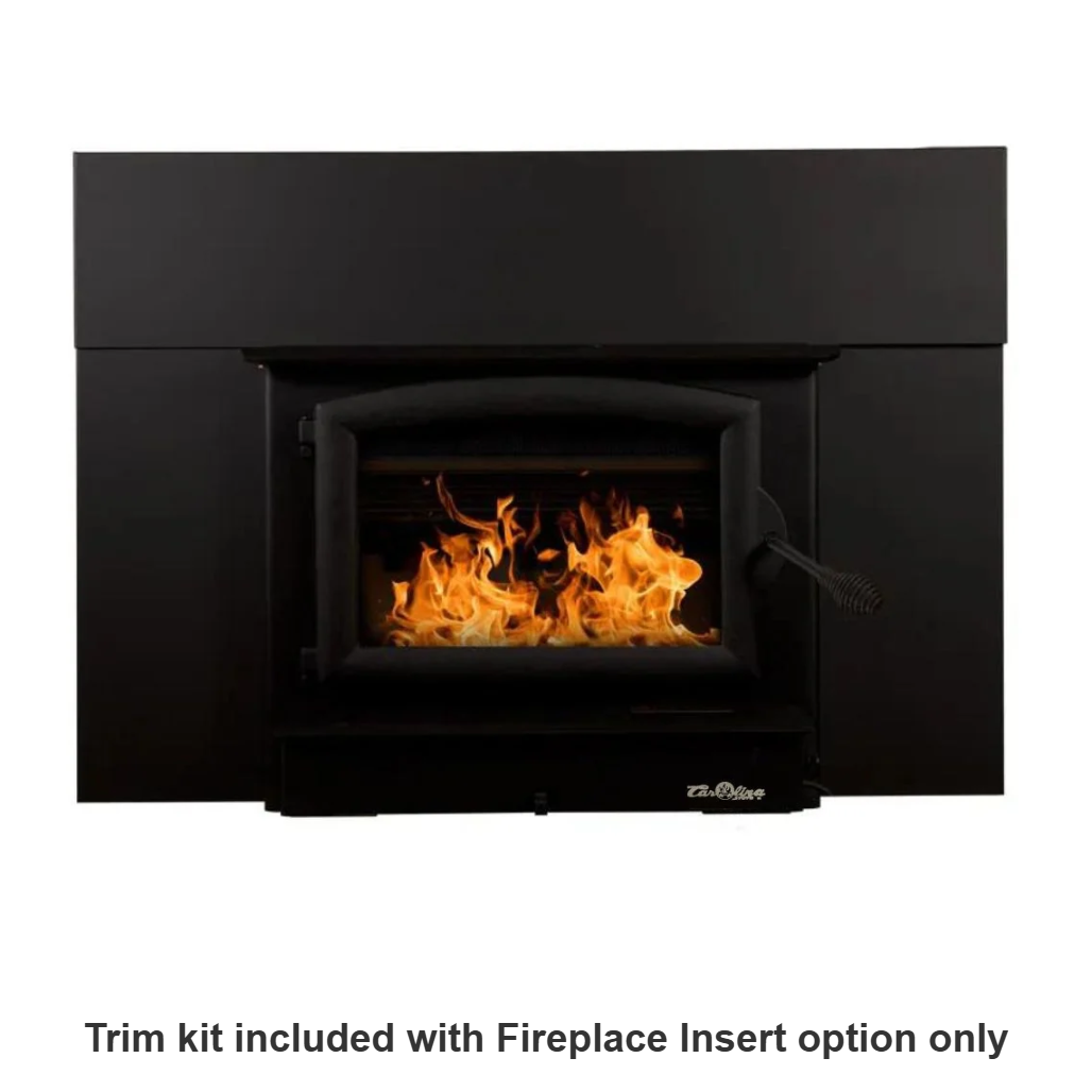 Carolina Model 74 NC wood stove (FP74) as a fireplace insert with trim kit, front view