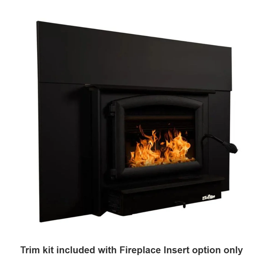 Carolina Model 74 NC wood stove (FP74) as a fireplace insert with trim kit, opposite angle