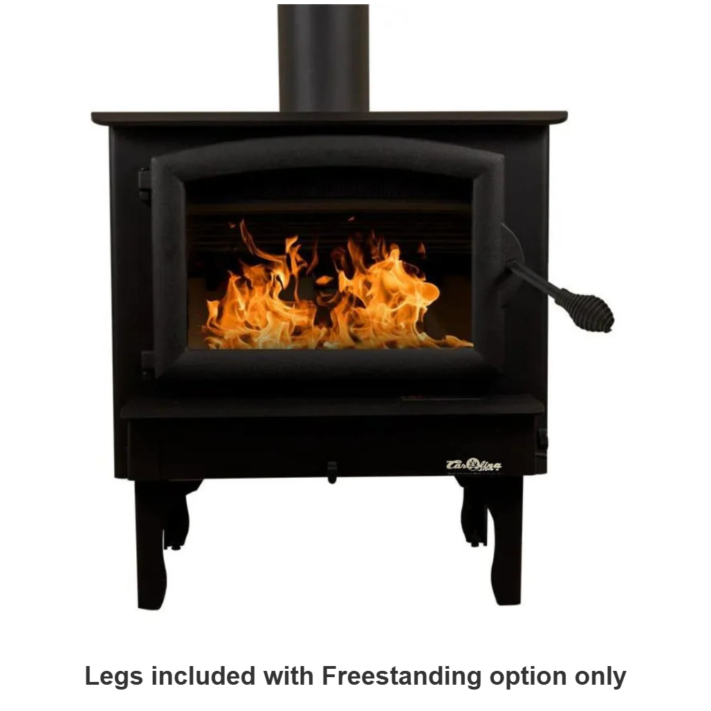 Carolina Model 74 NC freestanding wood stove (FP74), the Buck Stove Model 74, on Queen Anne legs, front view