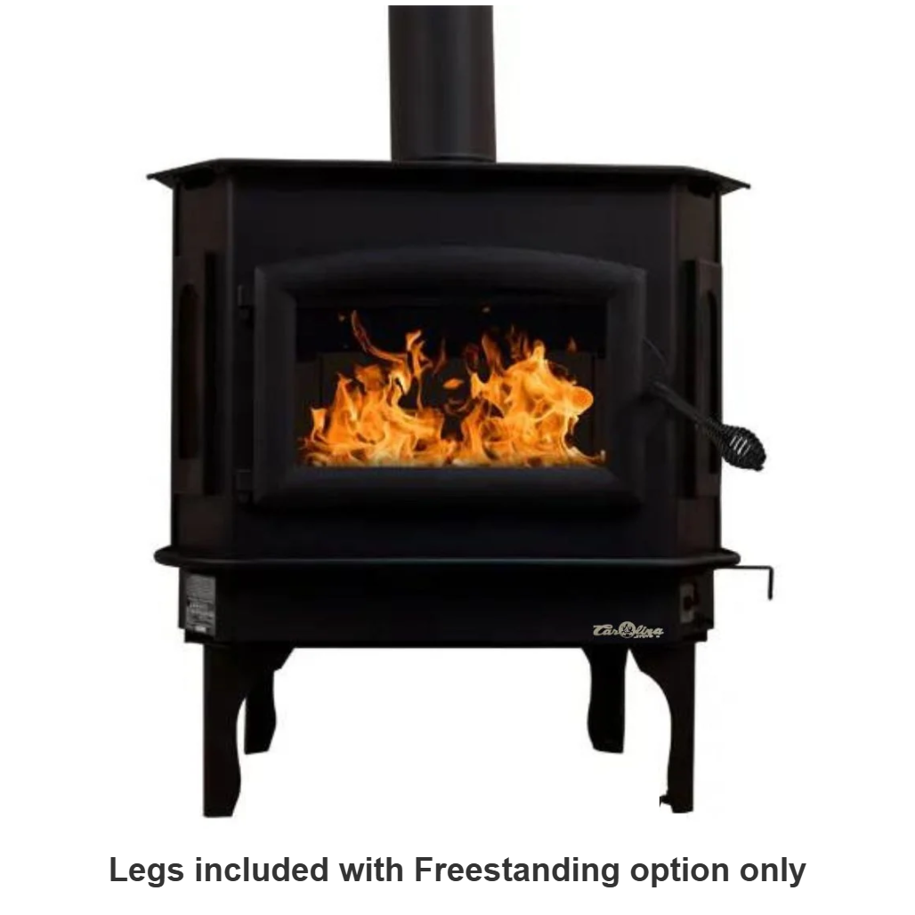 Carolina Model 81 freestanding wood stove (FP81), the Buck Stove Model 81, on Queen Anne legs, front view