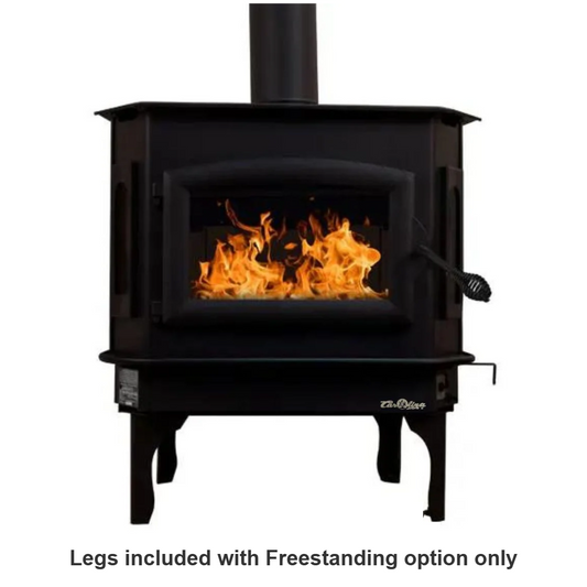 Carolina Model 81 freestanding wood stove (FP81), the Buck Stove Model 81, on Queen Anne legs, front view