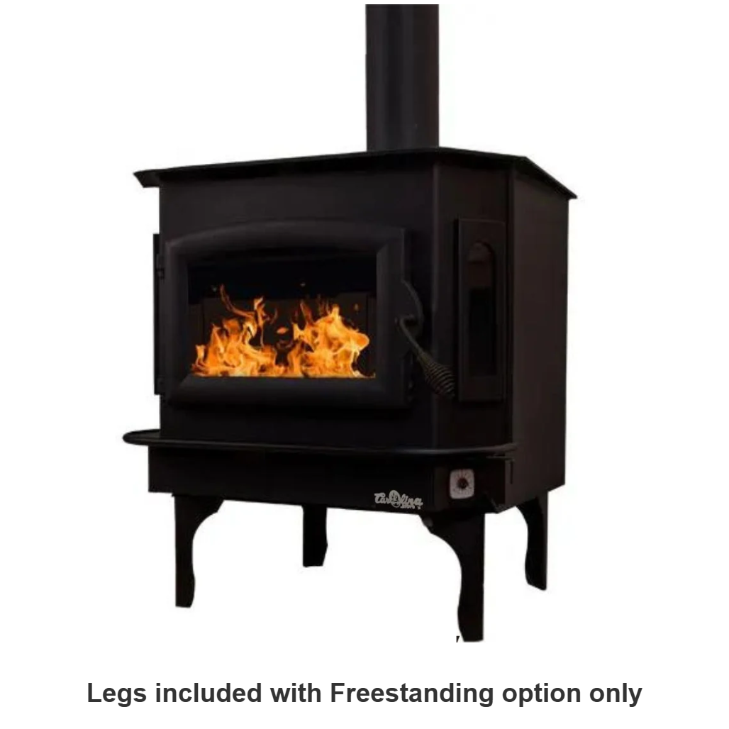 Carolina Model 81 freestanding wood stove (FP81) on Queen Anne legs, angled view