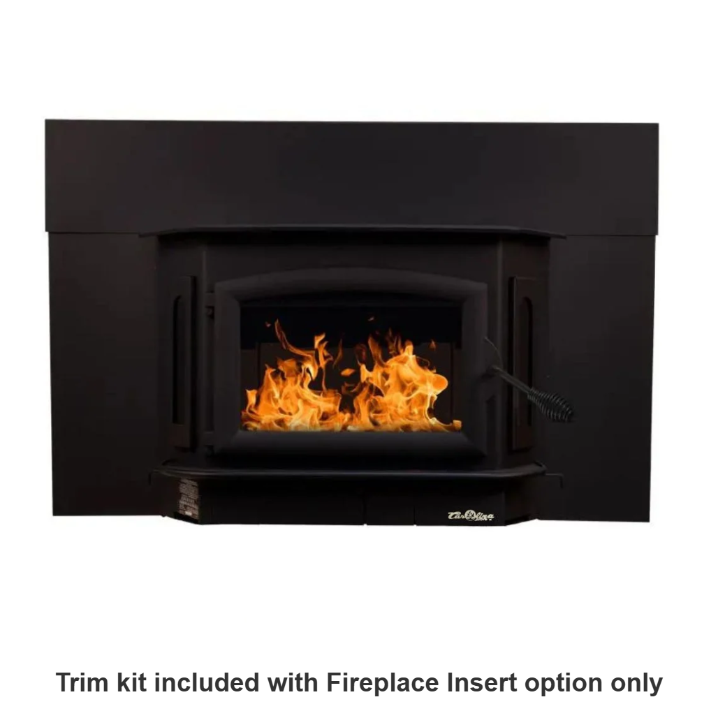 Carolina Model 81 wood stove (FP81) as a fireplace insert with trim kit, front view