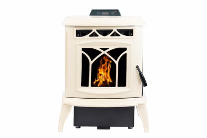 ComfortBilt HP75C pellet stove in Cream — cast white studio