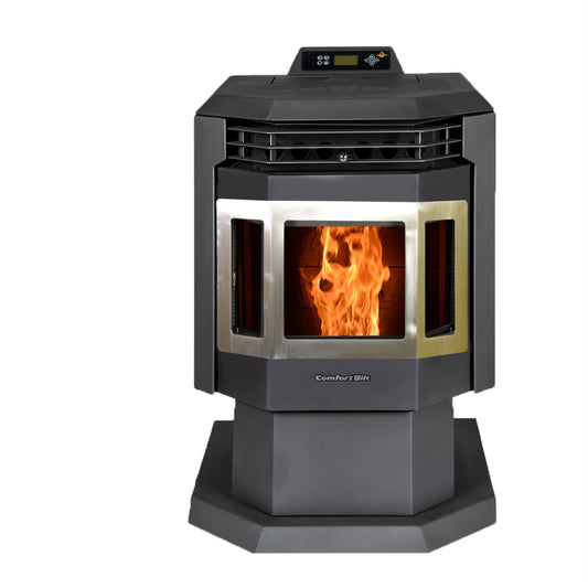 ComfortBilt HP21 pellet stove in Stainless Trim — front