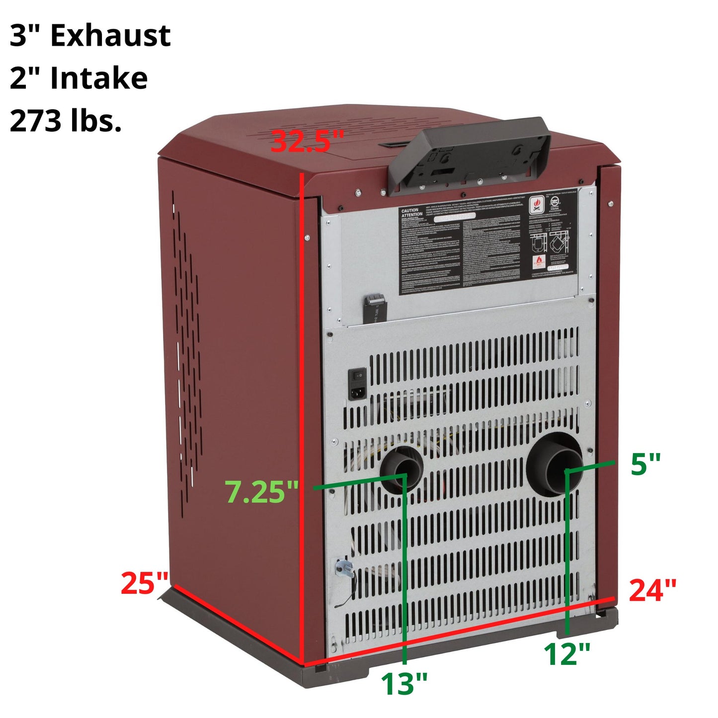 ComfortBilt HP22 pellet stove — back