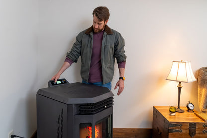 ComfortBilt HP22 pellet stove in Black — controller