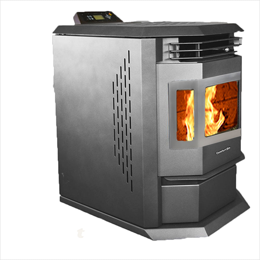 ComfortBilt HP22 pellet stove in Black Stainless Trim — left