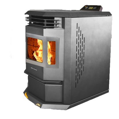 ComfortBilt HP22 pellet stove in Black Stainless Trim — right