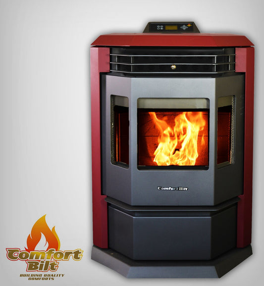 ComfortBilt HP22 pellet stove in Burgundy — burg front