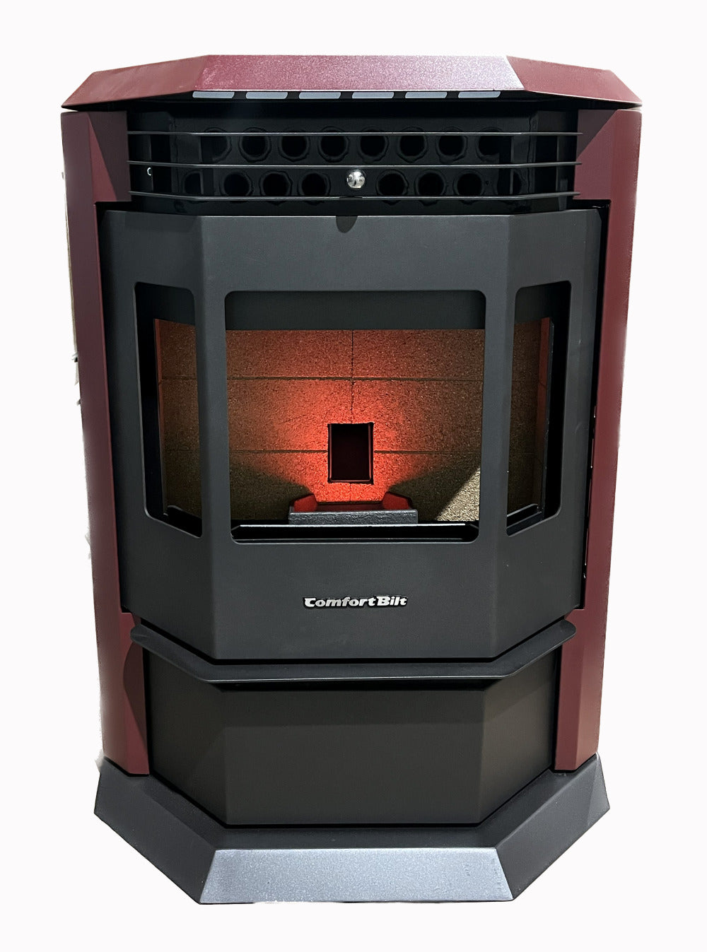 ComfortBilt HP22 pellet stove in Burgundy — front vin (1)