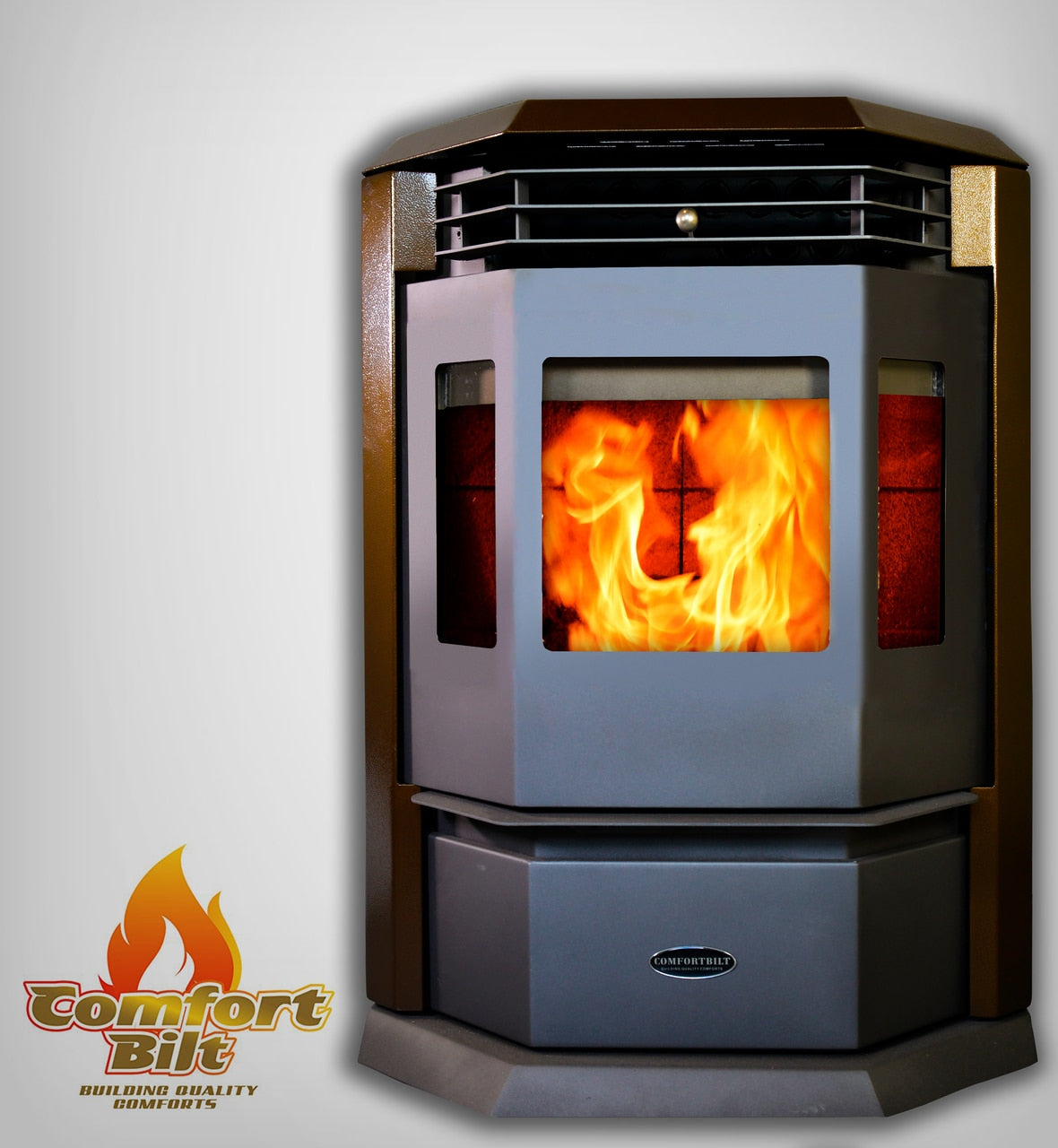 ComfortBilt HP22 pellet stove in Golden Brown — br front