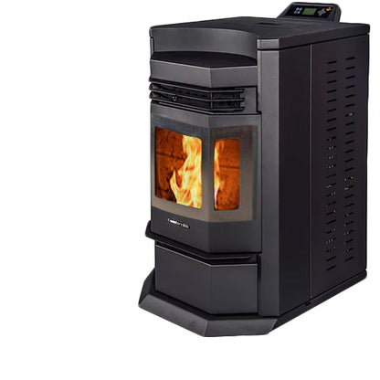 ComfortBilt HP22N pellet stove in Black Stainless Trim — right