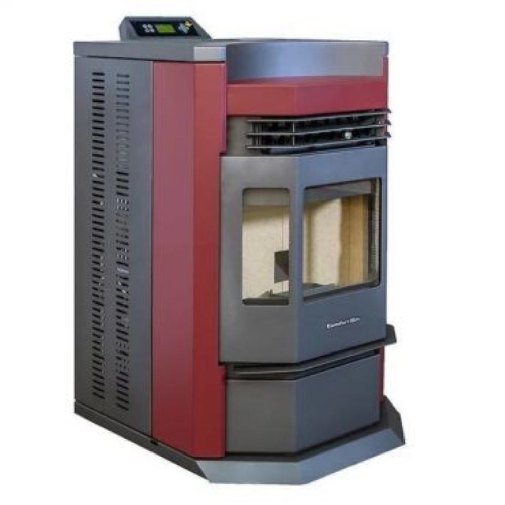 ComfortBilt HP22N pellet stove in Burgundy — burg left