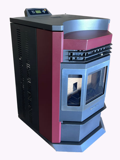 ComfortBilt HP22N pellet stove in Burgundy Stainless Trim — right