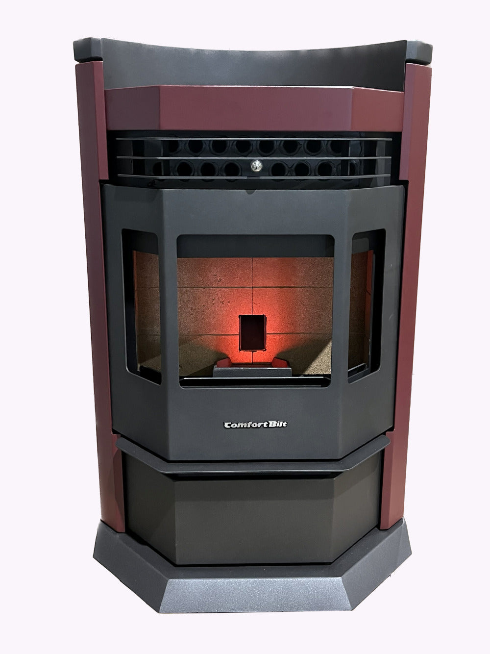 ComfortBilt HP22N pellet stove in Burgundy — vin base