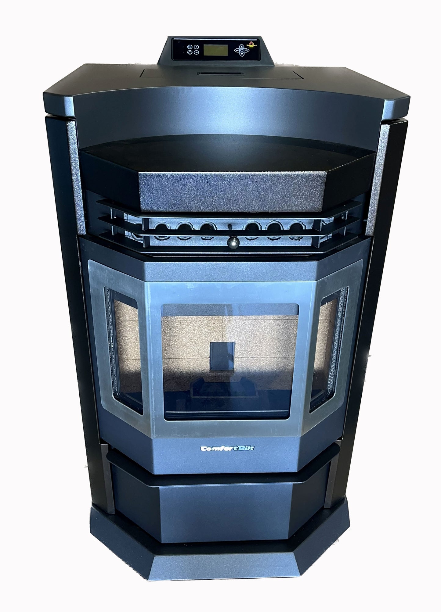 ComfortBilt HP22N pellet stove in Golden Brown Stainless Trim — front