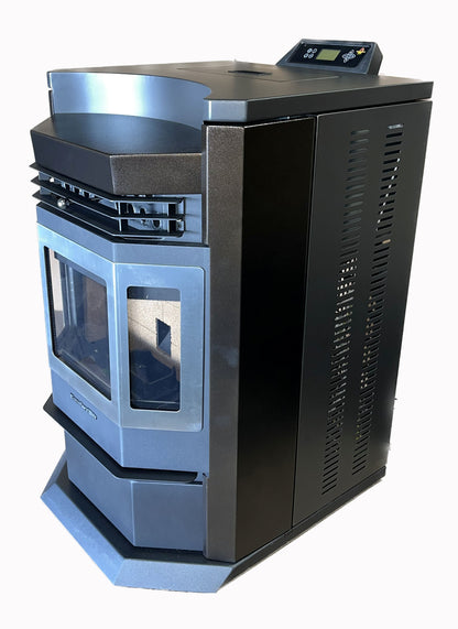 ComfortBilt HP22N pellet stove in Golden Brown Stainless Trim — left