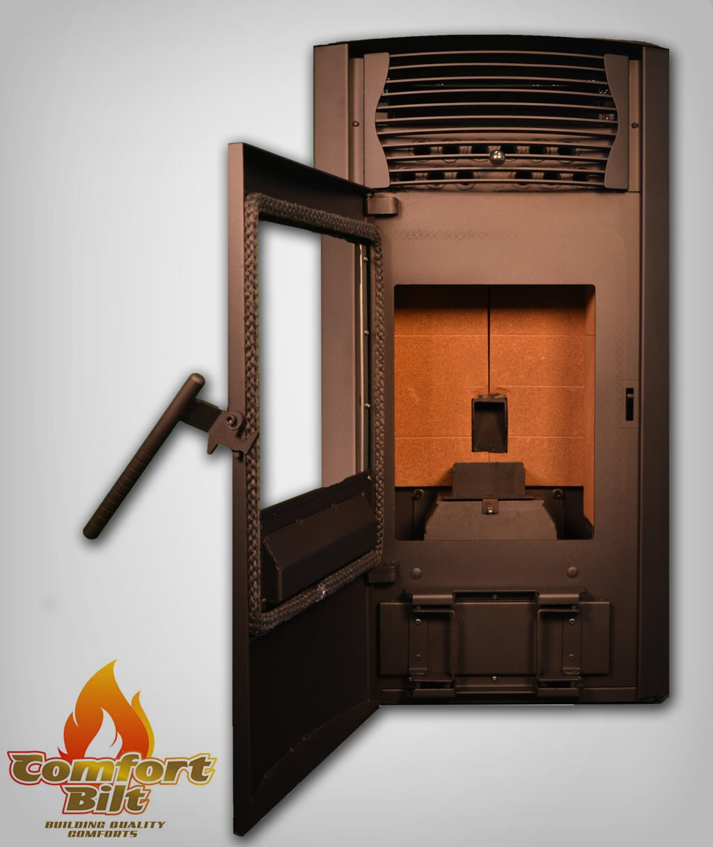 ComfortBilt HP50S pellet stove in Black — open front