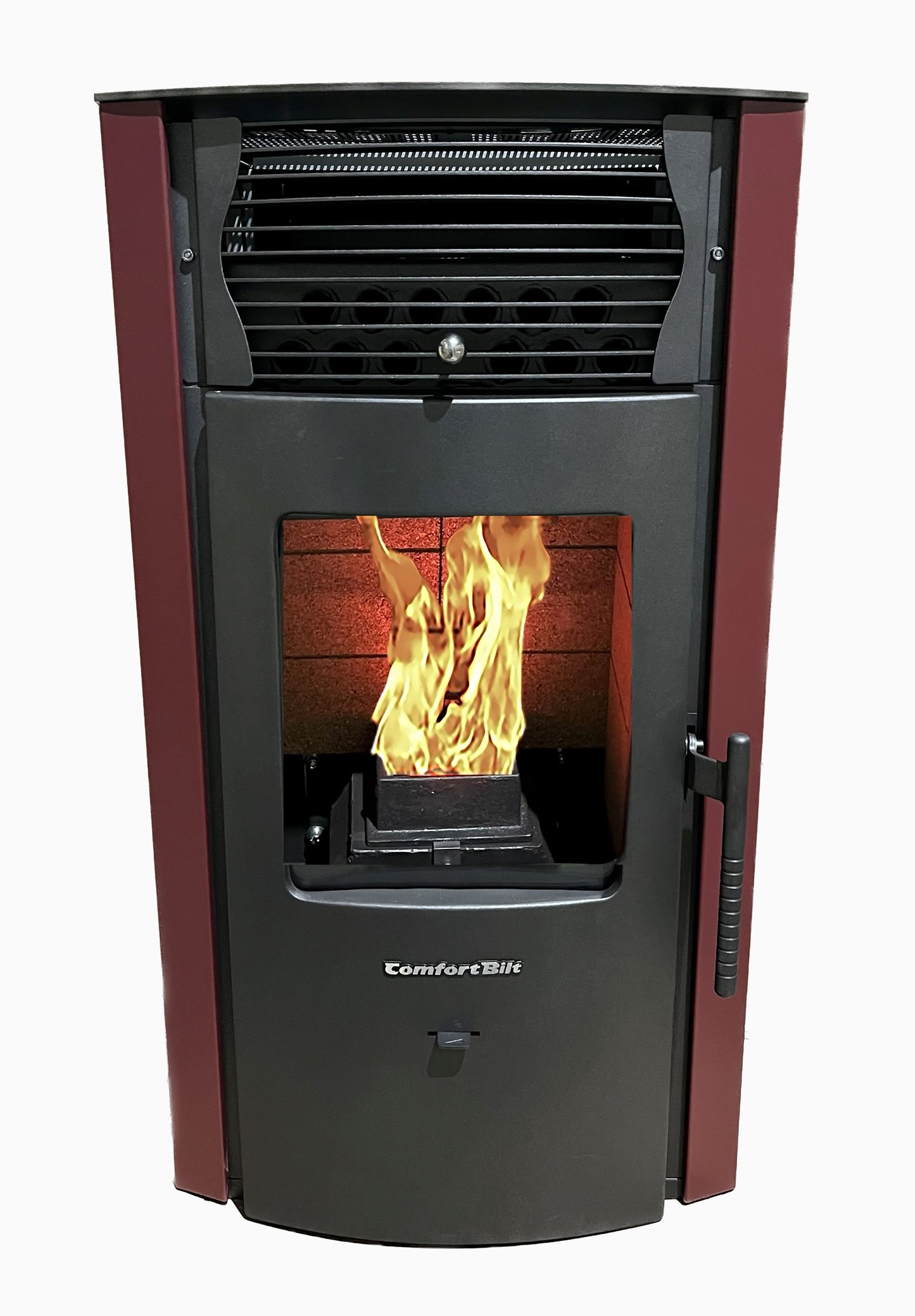 ComfortBilt HP50S pellet stove in Burgundy — front