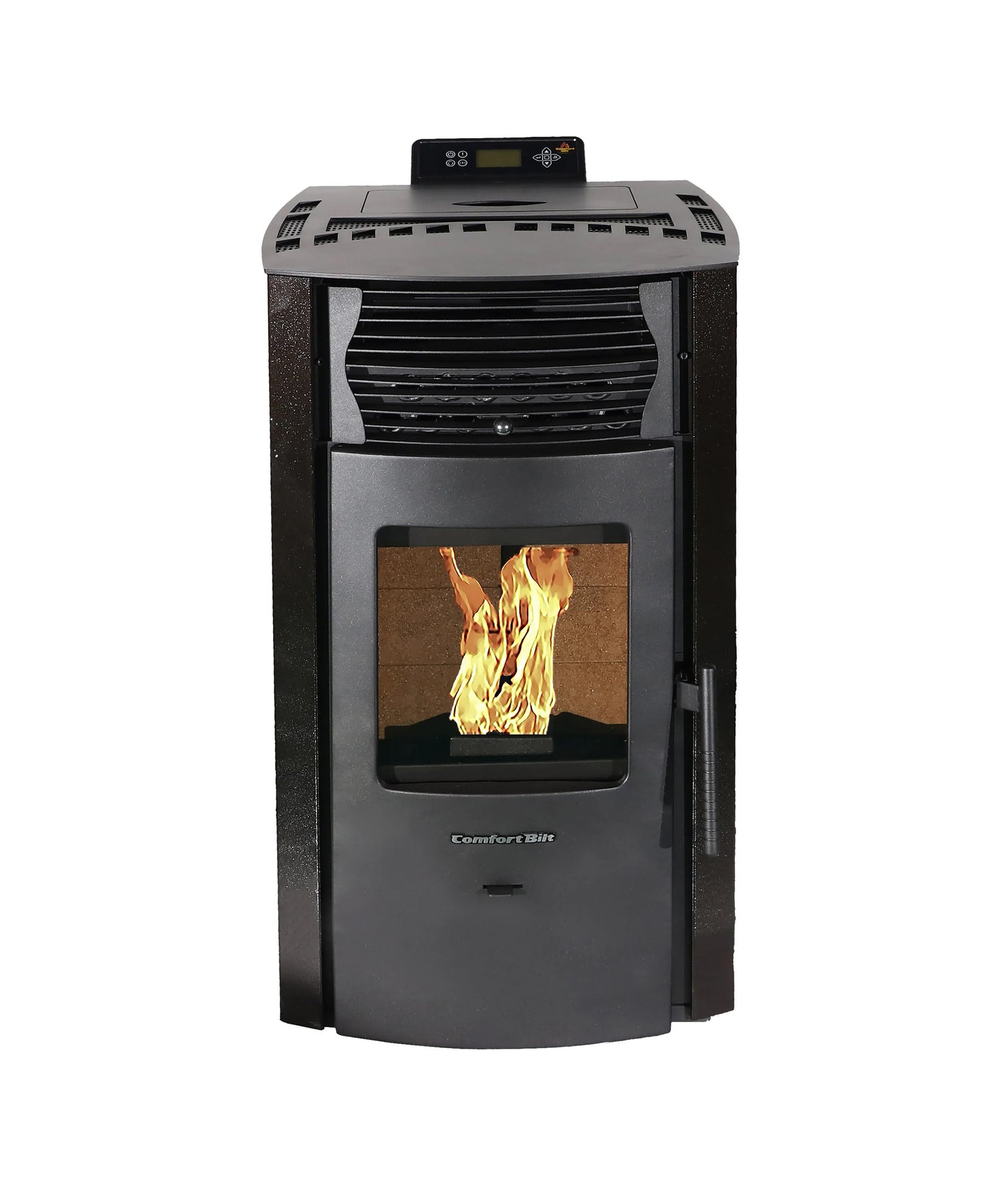 ComfortBilt HP50S pellet stove in Dark Brown — front fire