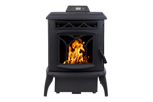 ComfortBilt HP75C pellet stove in Satin Black — cast black studio