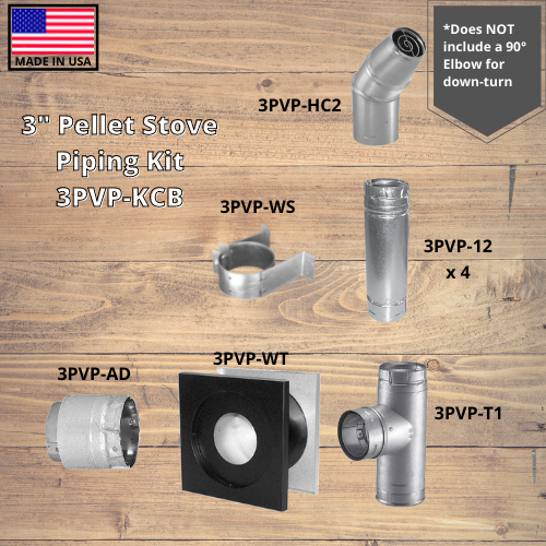 ComfortBilt / DuraVent 3" Pellet Stove Piping Kit, Galvalume