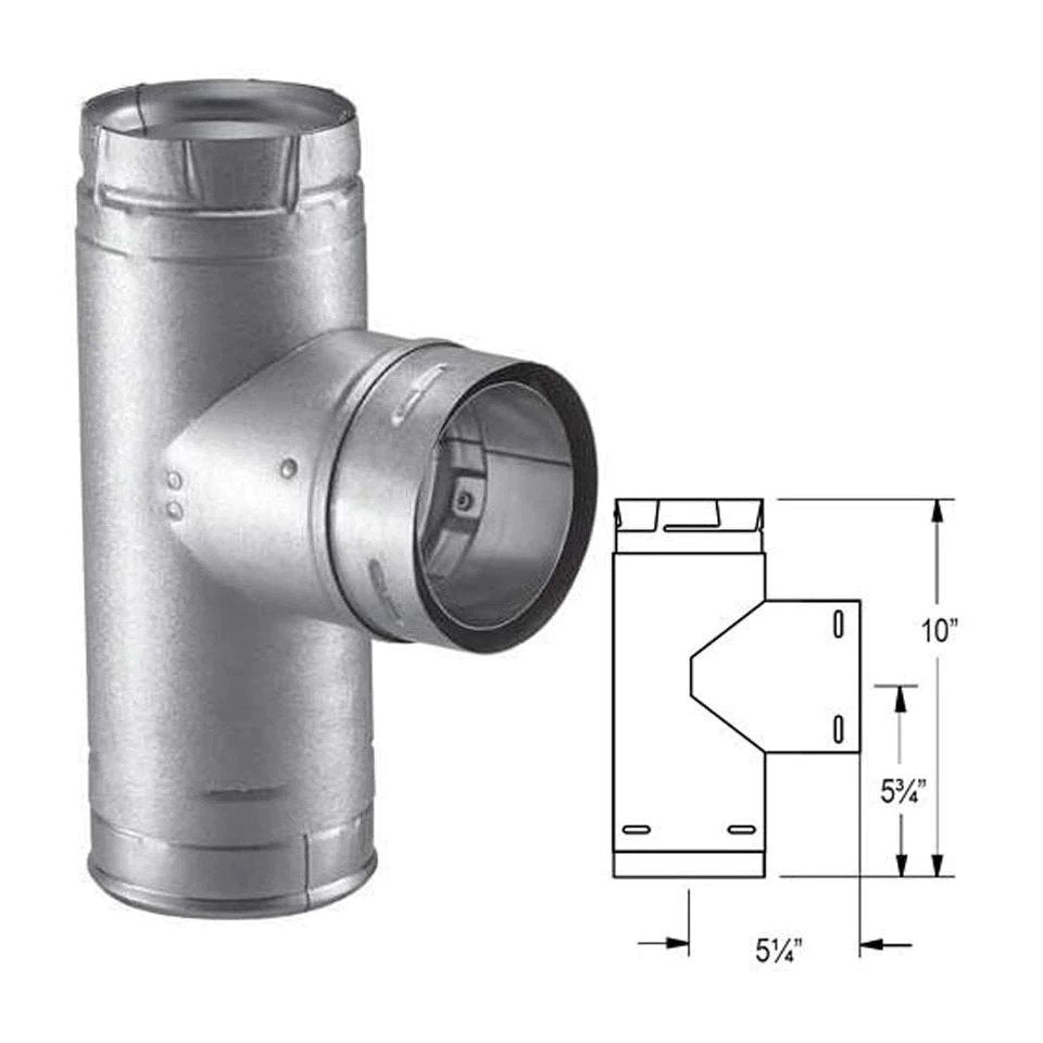 DuraVent 3" PelletVent Pro Single Tee with Clean-Out Tee Cap, Galvalume