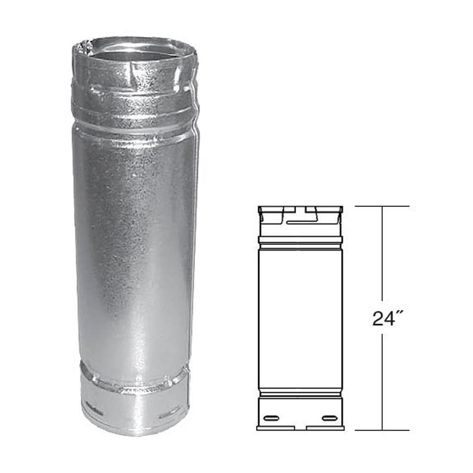 DuraVent 3" PelletVent Pro Straight Pipe, 24" Galvalume