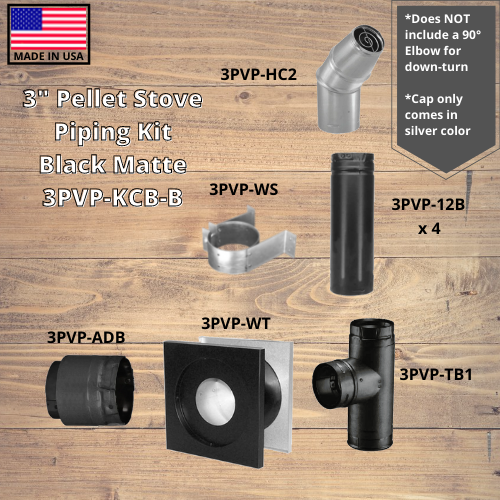 ComfortBilt / DuraVent 3" Pellet Stove Piping Kit, Black Matte