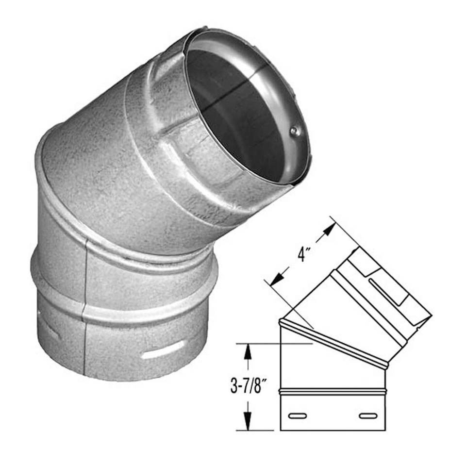 DuraVent 3" PelletVent Pro 45° Elbow, Galvalume
