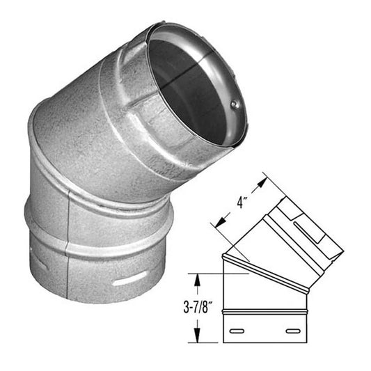 DuraVent 3" PelletVent Pro 45° Elbow, Galvalume
