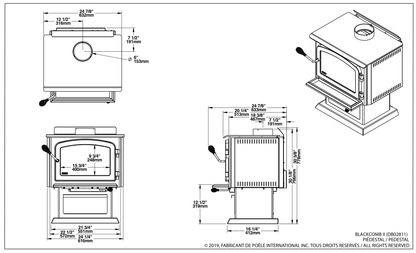 Drolet Blackcomb II dimensions — official dimension drawing (inches)