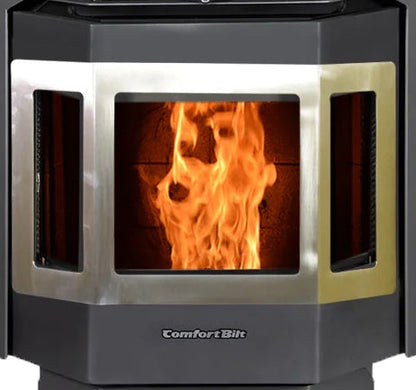 ComfortBilt bay window front door with stainless steel trim for HP22 pellet stove