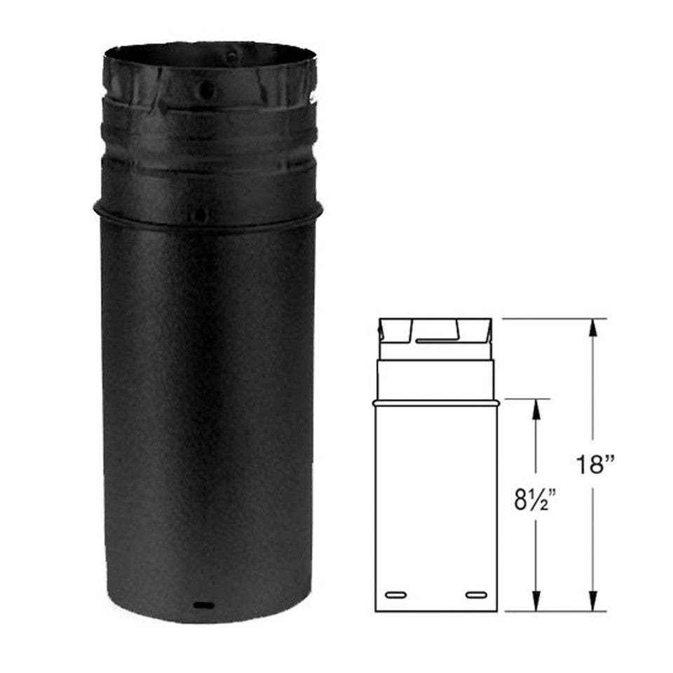 DuraVent 4" PelletVent Pro pellet vent pipe, 18" Adjustable / Black