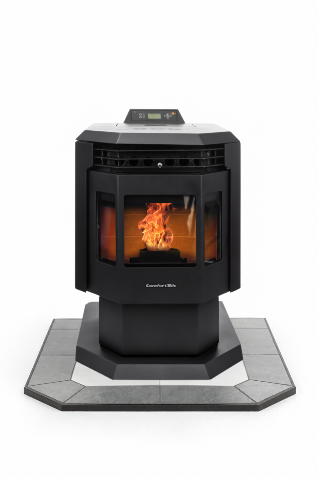 ComfortBilt HP21 pellet stove with 36" Lunar Frost hearth pad combo