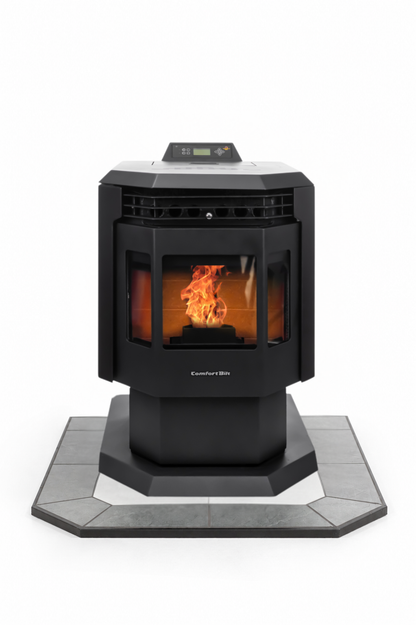 ComfortBilt HP21 pellet stove with 36" Lunar Frost hearth pad combo