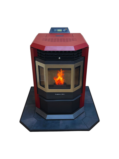 ComfortBilt HP22 Burgundy pellet stove with 36" Black Copper hearth pad combo — additional view 2