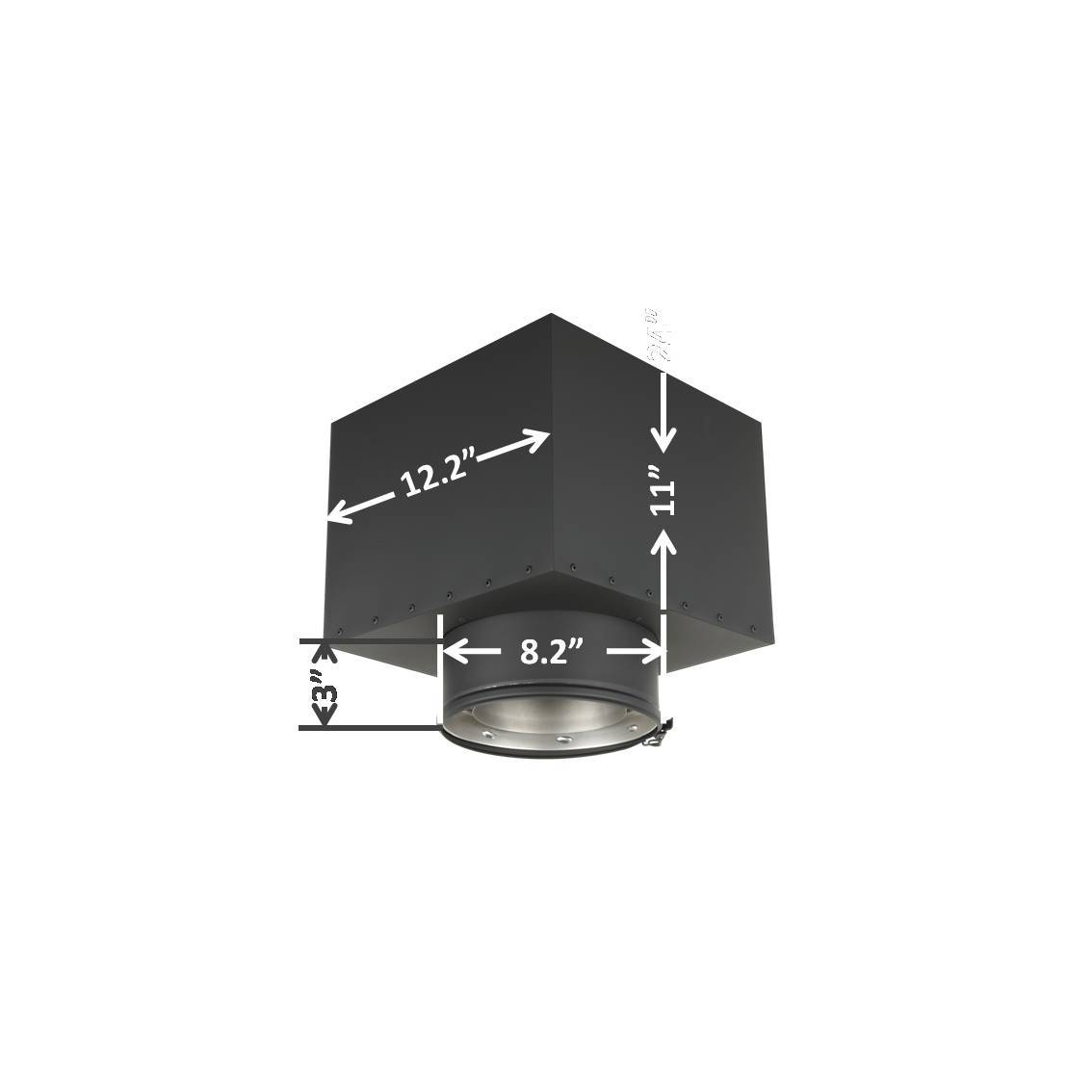 AllFuel HST 6" Class A chimney ceiling support box with black trim collar