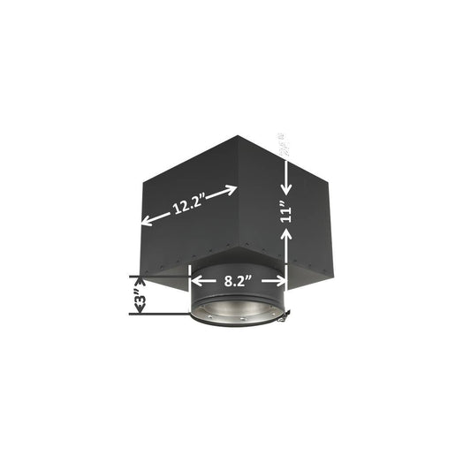 AllFuel HST 6" Class A chimney ceiling support box with black trim collar