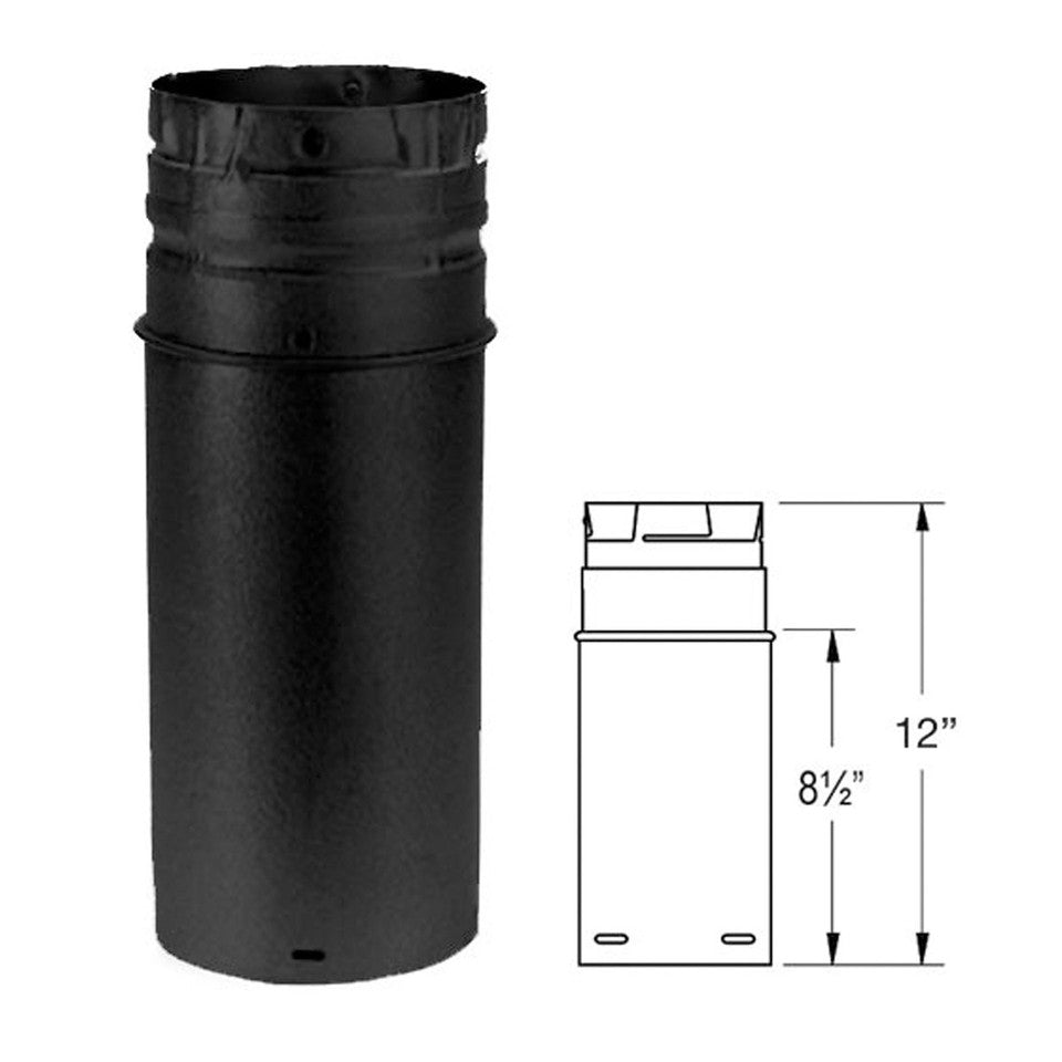 DuraVent 4" PelletVent Pro pellet vent pipe, 12" Adjustable / Black